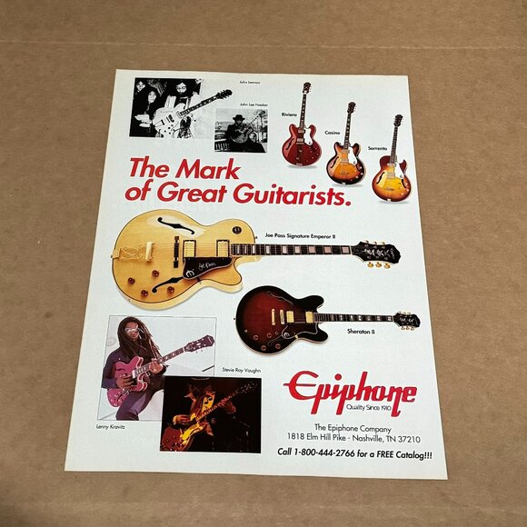 John Lennon / John Lee Hooker / SRV / Kravitz - Epiphone Guitars - 1995 Print Ad - Picture 1 of 1